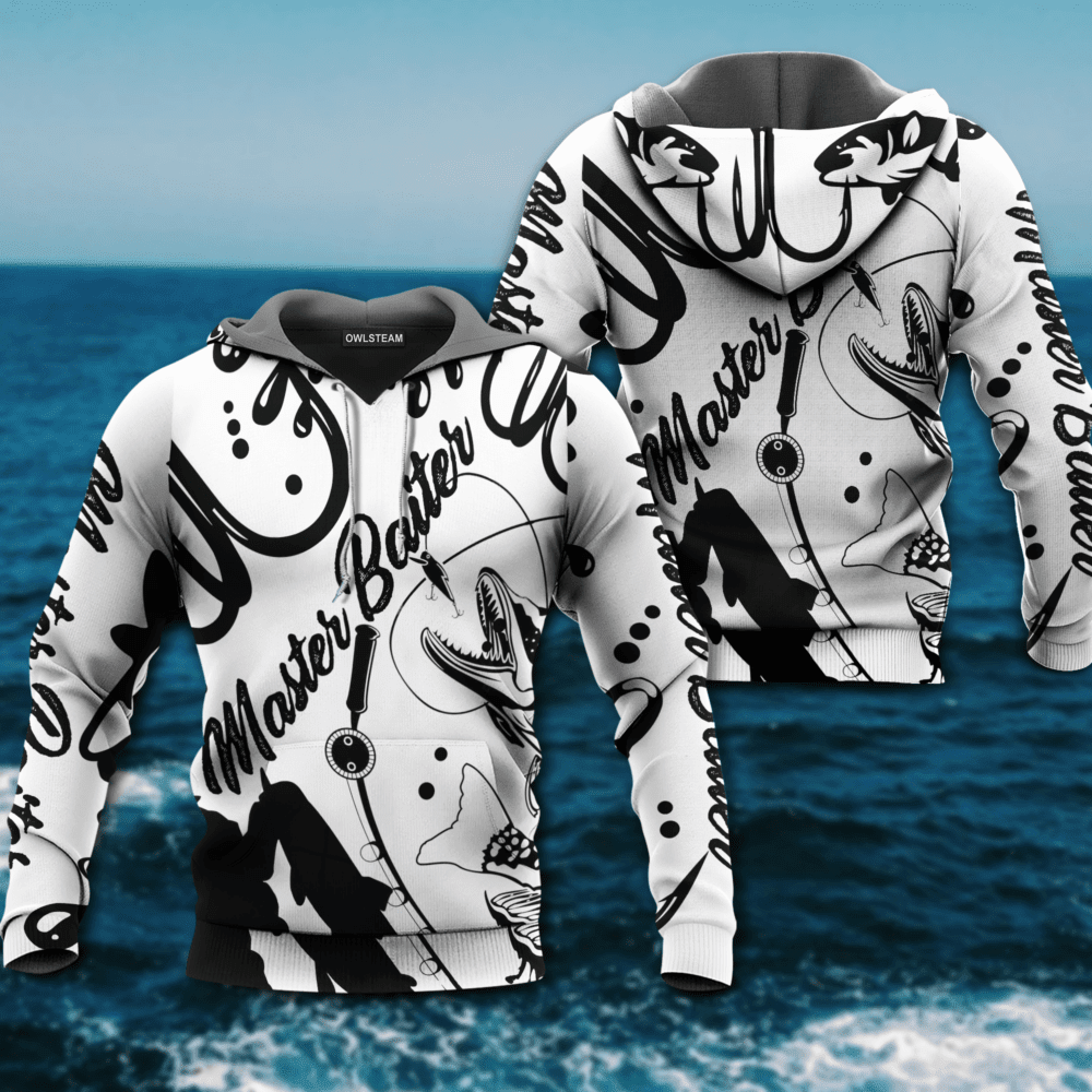 Fishing Master Baiter Fishing Black And White Style - Hoodie - Owl Ohh - Owl Ohh