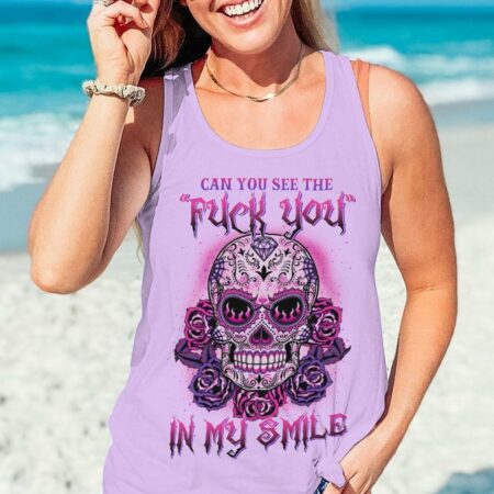 CAN YOU SEE THE F YOU SUGAR SKULL ROSE PURPLE ALL OVER PRINT - TLTW1302235