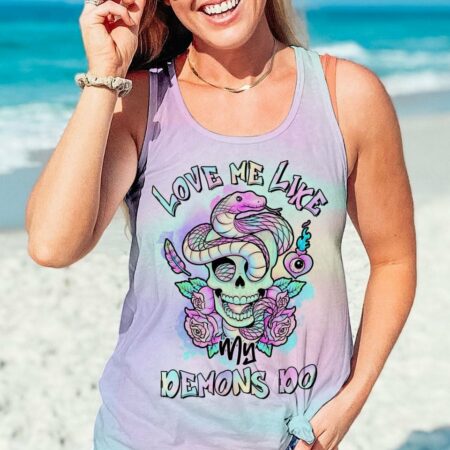 LOVE ME LIKE MY DEMONS DO PASTEL SKULL SNAKE ALL OVER PRINT - TLTR2812223