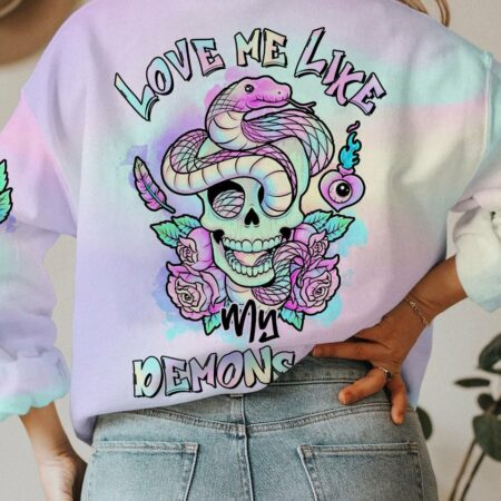 LOVE ME LIKE MY DEMONS DO PASTEL SKULL SNAKE ALL OVER PRINT - TLTR2812223