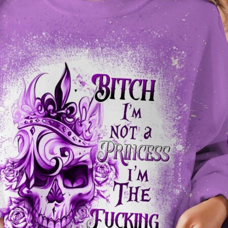 I'M THE FKING QUEEN TATTOOED SKULL ROSE BLEACHED ALL OVER PRINT - TLTW3101234