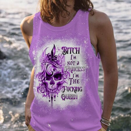 I'M THE FKING QUEEN TATTOOED SKULL ROSE BLEACHED ALL OVER PRINT - TLTW3101234