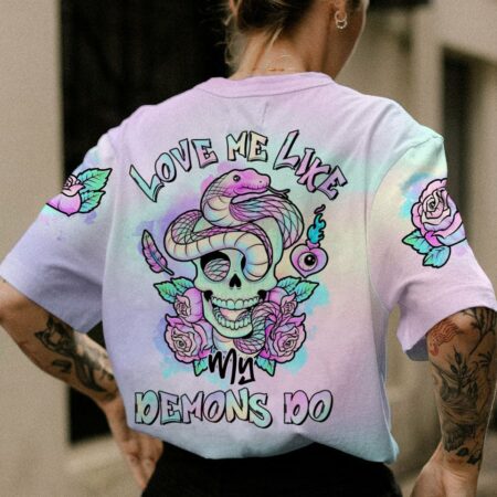 LOVE ME LIKE MY DEMONS DO PASTEL SKULL SNAKE ALL OVER PRINT - TLTR2812223