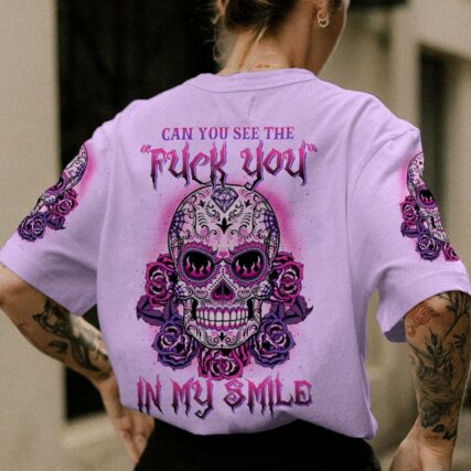 CAN YOU SEE THE F YOU SUGAR SKULL ROSE PURPLE ALL OVER PRINT - TLTW1302235