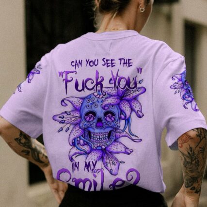 CAN YOU SEE THE F YOU LILY FLOWER SKULL ALL OVER PRINT - TLTW0601234