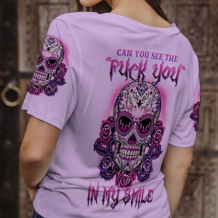 CAN YOU SEE THE F YOU SUGAR SKULL ROSE PURPLE ALL OVER PRINT - TLTW1302235
