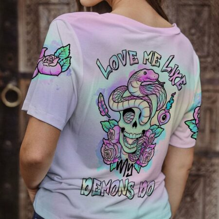 LOVE ME LIKE MY DEMONS DO PASTEL SKULL SNAKE ALL OVER PRINT - TLTR2812223