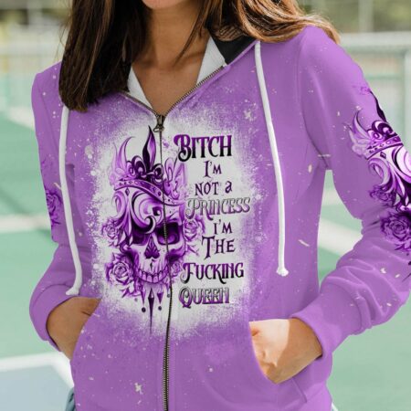 I'M THE FKING QUEEN TATTOOED SKULL ROSE BLEACHED ALL OVER PRINT - TLTW3101234