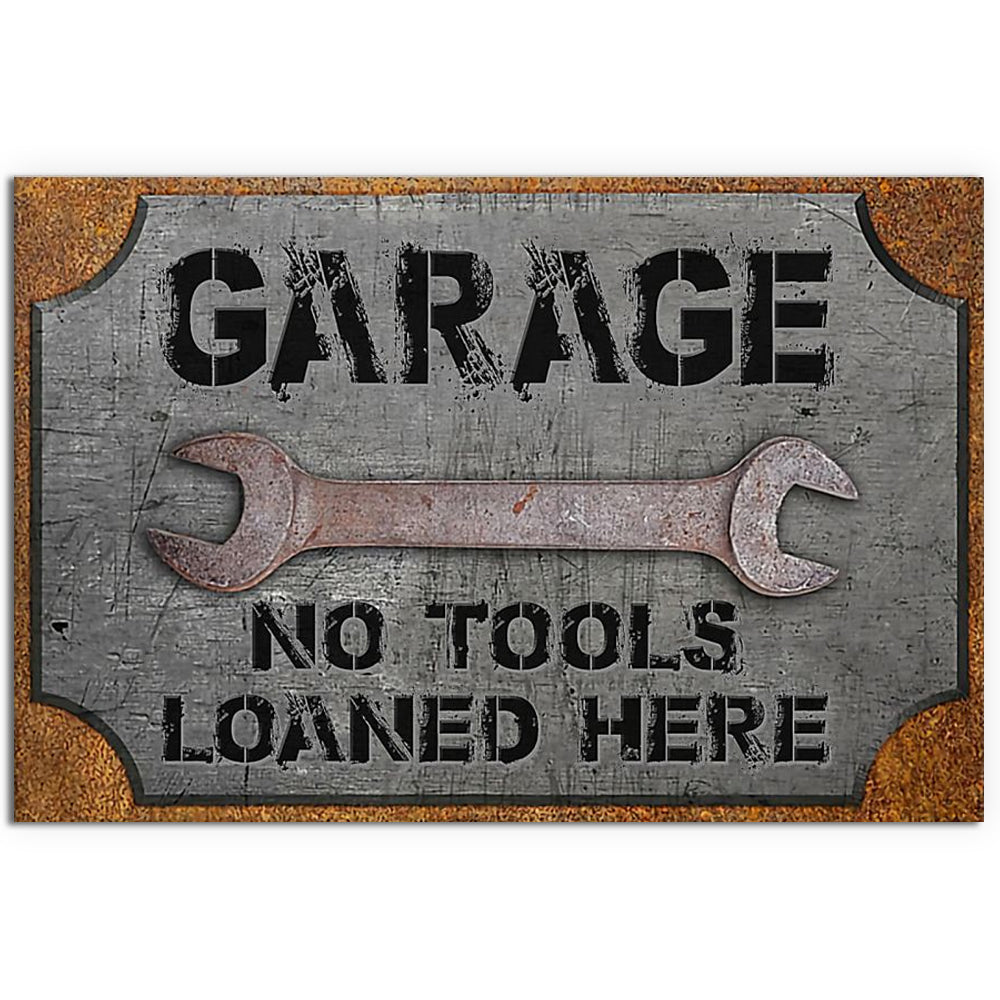 Mechanic Garage No Tools Loaned Here - Horizontal Poster - Owl Ohh - Owl Ohh