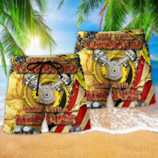 Mechanic Stay Well Lubricated Sleep With A Mechanic - Beach Short - Owl Ohh - Owl Ohh
