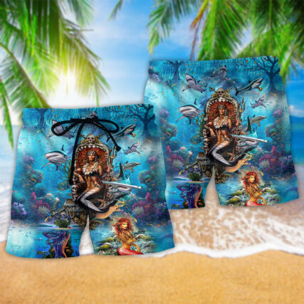 Mermaid Beautiful And Skull - Beach Short - Owl Ohh - Owl Ohh