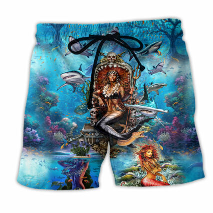 Mermaid Beautiful And Skull - Beach Short - Owl Ohh - Owl Ohh