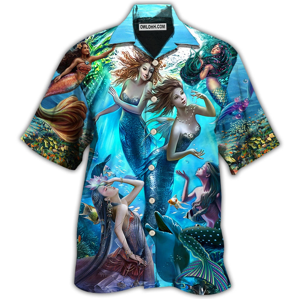 Mermaid Dolphin Fresh Blue Ocean - Hawaiian Shirt - Owl Ohh - Owl Ohh