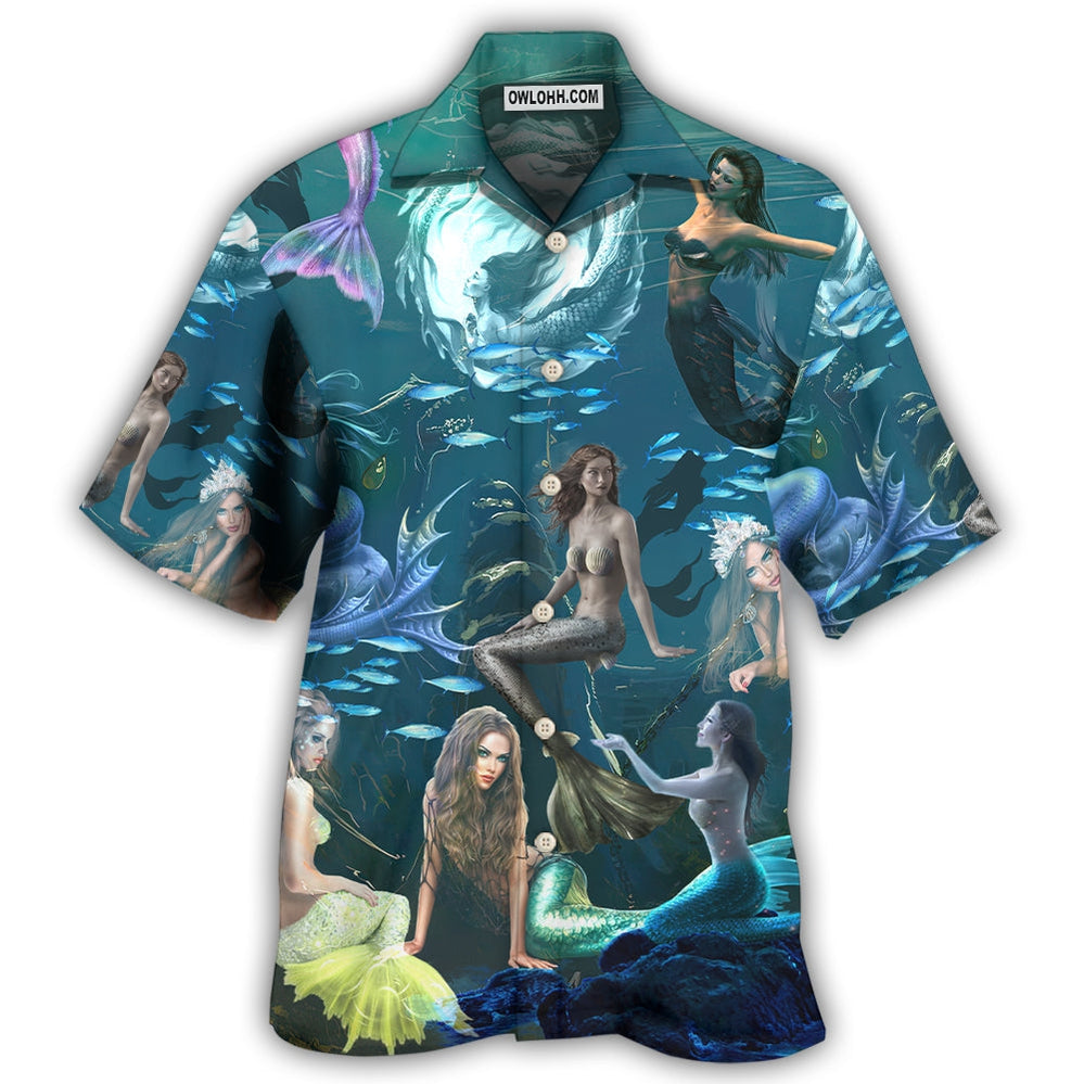 Mermaid In The Dark Deep Sea - Hawaiian Shirt - Owl Ohh - Owl Ohh