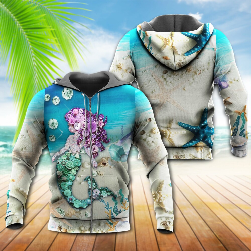 Mermaid Loves Blue Ocean And Sky Line - Hoodie - Owl Ohh - Owl Ohh
