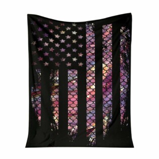 Mermaid Scales US Flag So Cool - Flannel Blanket - Owl Ohh - Owl Ohh