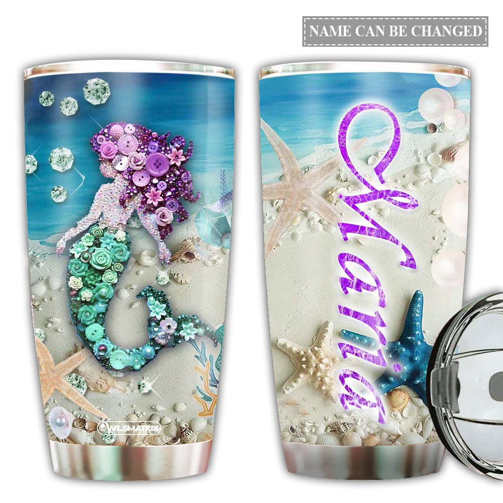 Mermaid And Starfish In The Ocean Personalized - Tumbler - Owl Ohh - Owl Ohh