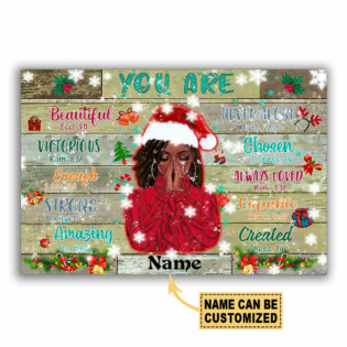 Black Woman Merry Christmas Black Girl Personalized - Horizontal Poster - Owl Ohh - Owl Ohh