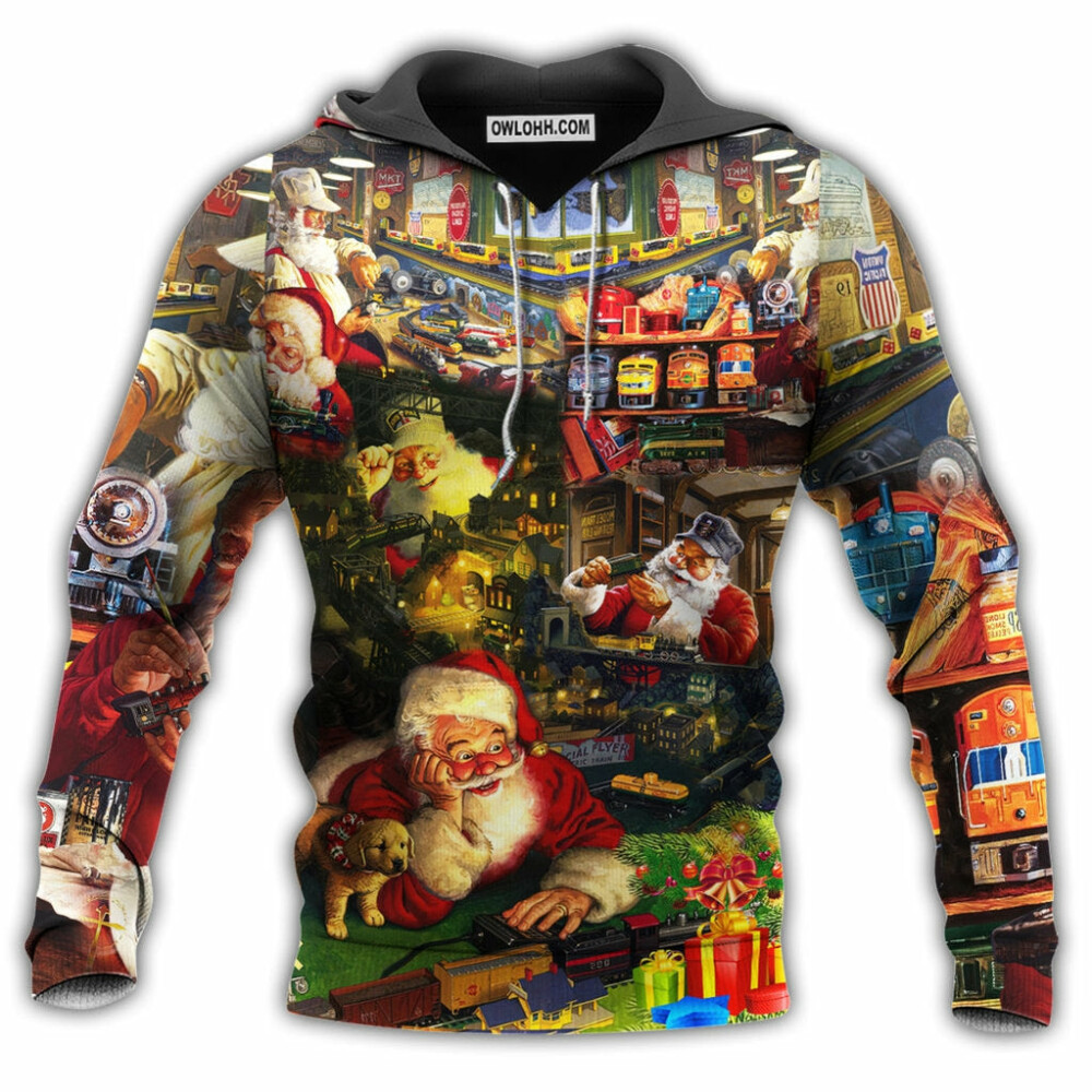Christmas Merry Xmas Santa Toys Train Factory - Hoodie - Owl Ohh - Owl Ohh