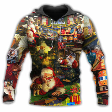 Christmas Merry Xmas Santa Toys Train Factory - Hoodie - Owl Ohh - Owl Ohh