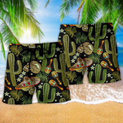 Mexican Skull Black Style So Cool - Beach Short - Owl Ohh - Owl Ohh
