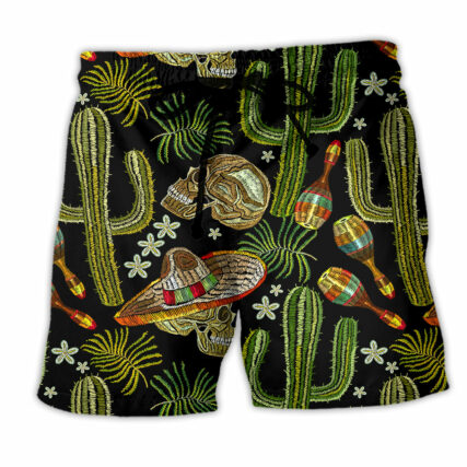 Mexican Skull Black Style So Cool - Beach Short - Owl Ohh - Owl Ohh