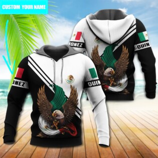 Mexico Eagle Strong Black And White Personalized - Hoodie - Owl Ohh - Owl Ohh