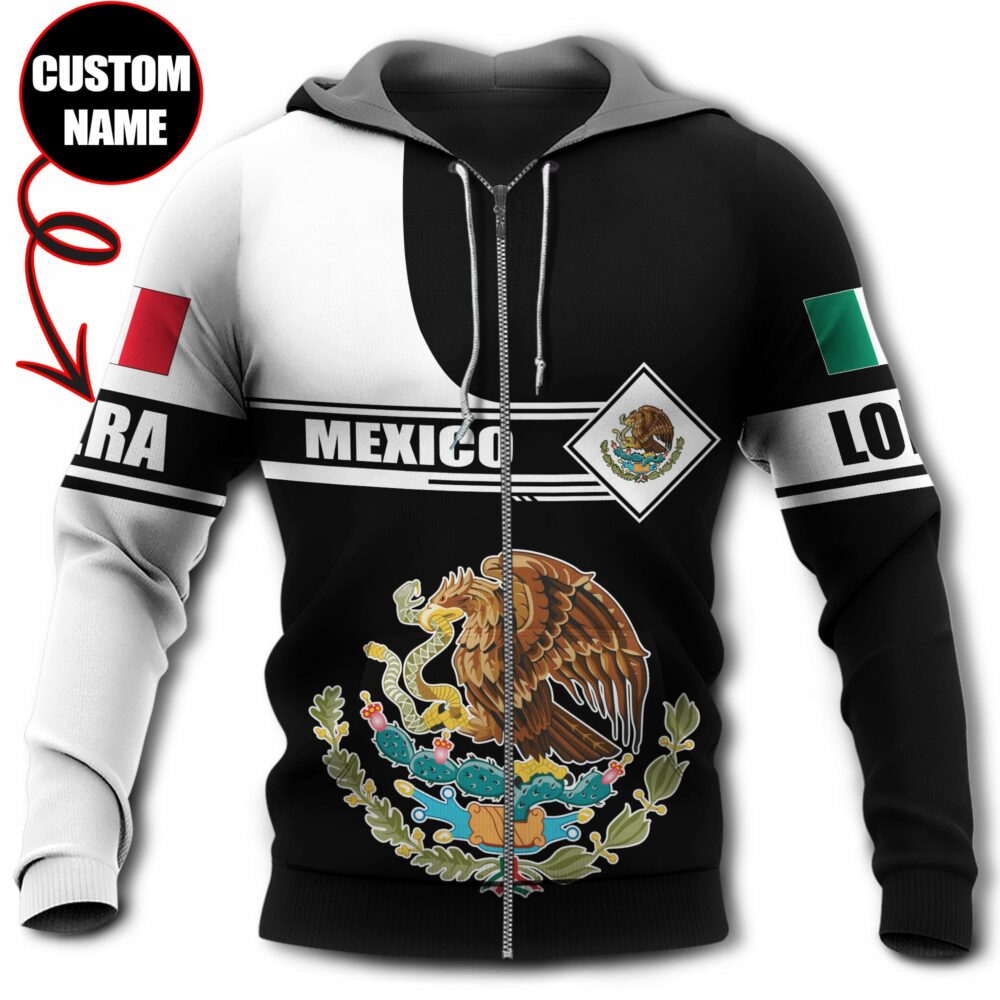 Mexico Symbol Black And White Personalized - Hoodie - Owl Ohh - Owl Ohh
