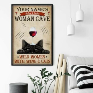Cat Lover Wild Women With Wine & Cats Personalized - Vertical Poster - Owl Ohh - Owl Ohh