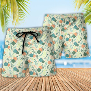 DnD Dice Plants Pattern - Beach Short