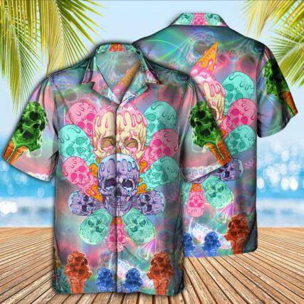 Skull Ice Cream Cooling - Hawaiian Shirt - Owl Ohh - Owl Ohh
