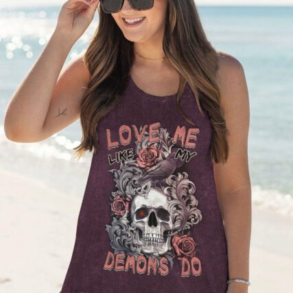 LOVE ME LIKE MY DEMONS DO SKULL ALL OVER PRINT - TLTM0811221