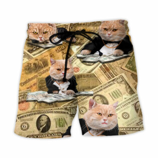 Cat Money Cat Vintage Style - Beach Short - Owl Ohh - Owl Ohh