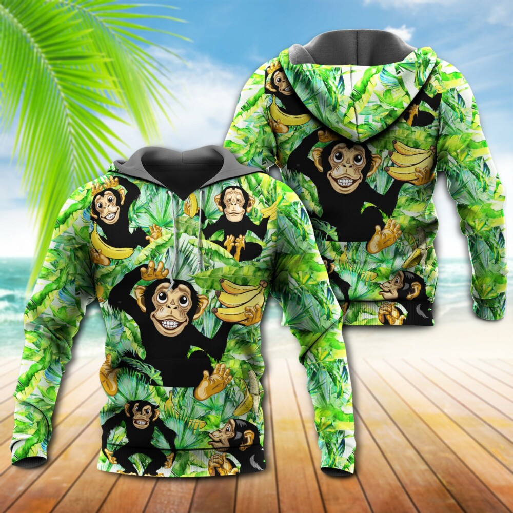 Monkey Loves Banana Green Leaf - Hoodie - Owl Ohh - Owl Ohh