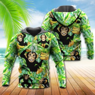 Monkey Loves Banana Green Leaf - Hoodie - Owl Ohh - Owl Ohh