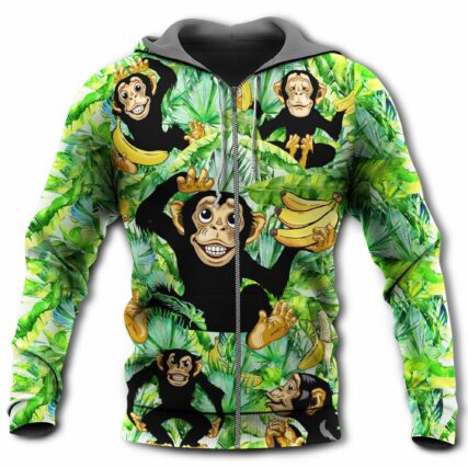 Monkey Loves Banana Green Leaf - Hoodie - Owl Ohh - Owl Ohh