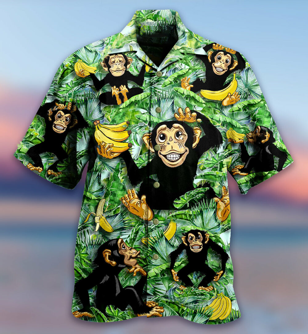 Monkey Loves Banana With Tree - Hawaiian Shirt - Owl Ohh - Owl Ohh