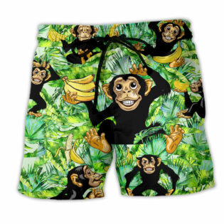 Monkey Loves Banana Troipcal Leaves - Beach Short - Owl Ohh - Owl Ohh