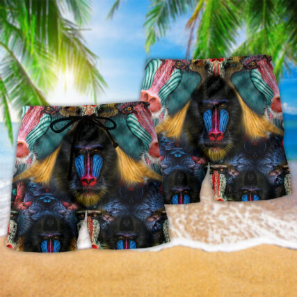 Monkey Mandrill Amazing Color - Beach Short - Owl Ohh - Owl Ohh
