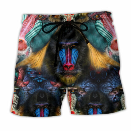 Monkey Mandrill Amazing Color - Beach Short - Owl Ohh - Owl Ohh
