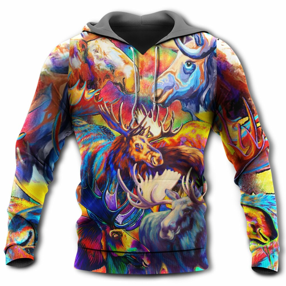 Moose Animals Beautiful Painting Color Style - Hoodie - Owl Ohh - Owl Ohh
