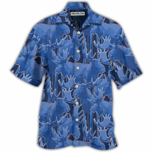 Moose Blue Beautiful Moose - Hawaiian Shirt - Owl Ohh - Owl Ohh
