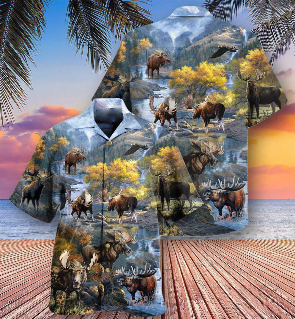 Moose Make Me Happy Everyday - Hawaiian Shirt - Owl Ohh - Owl Ohh