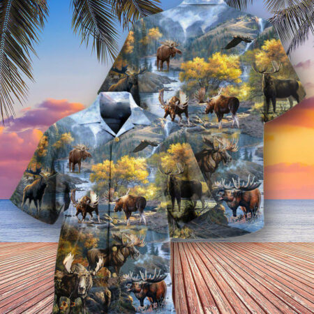 Moose Make Me Happy Everyday - Hawaiian Shirt - Owl Ohh - Owl Ohh
