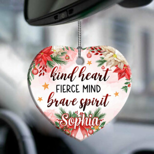 Family Love Mother Christmas Gift Kind Heart Fierce Mind Brave Spirit Personalized - Heart Ornament - Owl Ohh - Owl Ohh