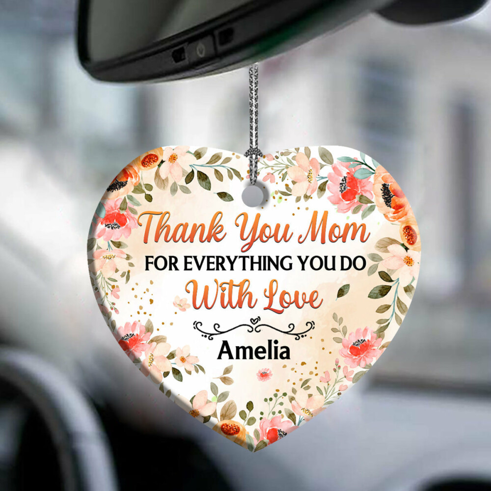 Family Thank You Mom For Everything You Do Personalized - Heart Ornament - Owl Ohh - Owl Ohh