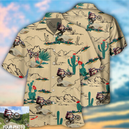 Motorcycle Trials Desert Mountain Custom Photo - Hawaiian Shirt - Owl Ohh - Owl Ohh