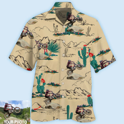 Motorcycle Trials Desert Mountain Custom Photo - Hawaiian Shirt - Owl Ohh - Owl Ohh