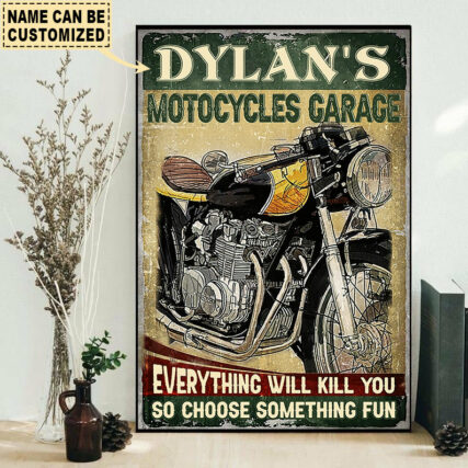 Motorcycle Garage Special Cool Personalized - Vertical Poster - Owl Ohh - Owl Ohh