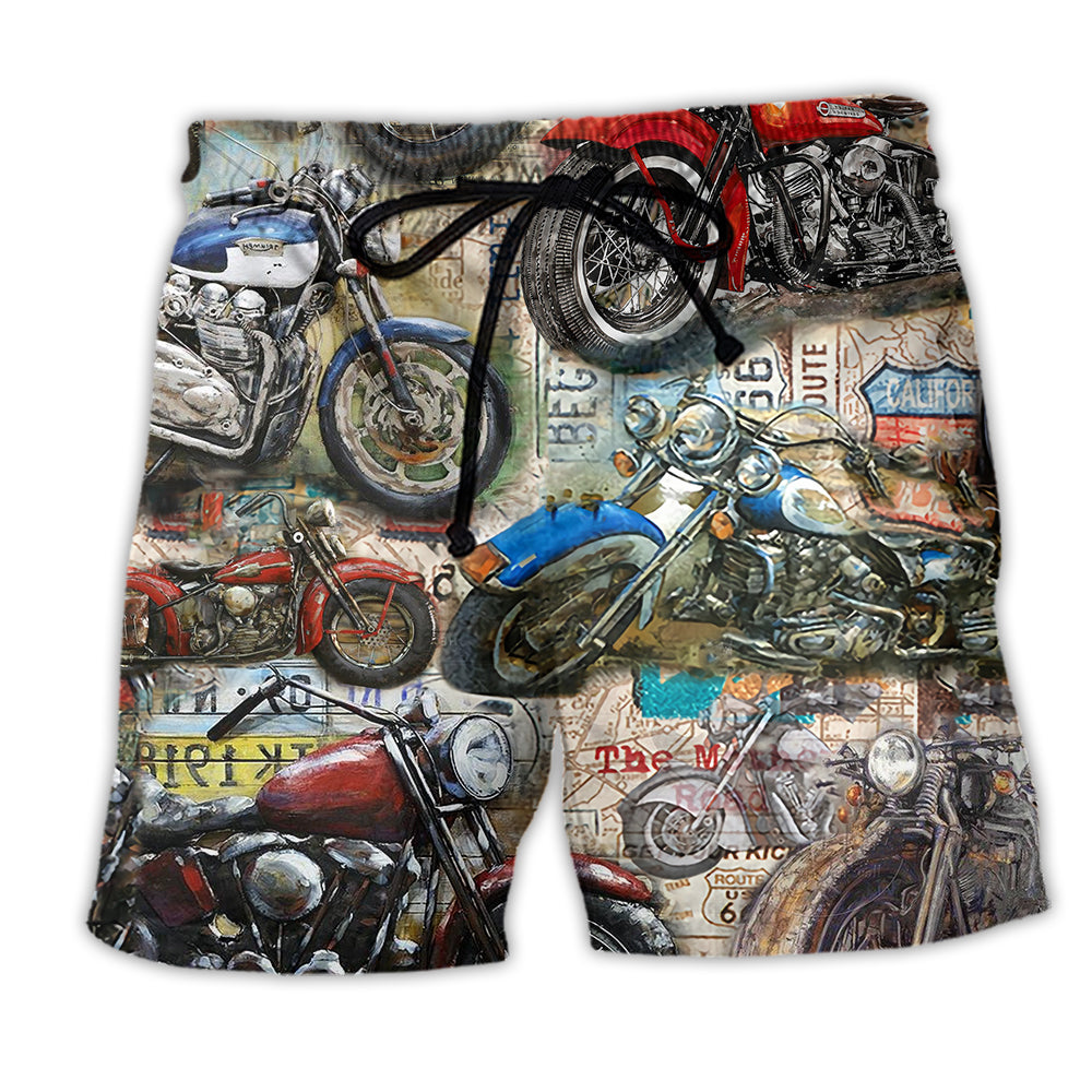 Motorcycle Is My Life Vintage Style - Beach Short - Owl Ohh - Owl Ohh